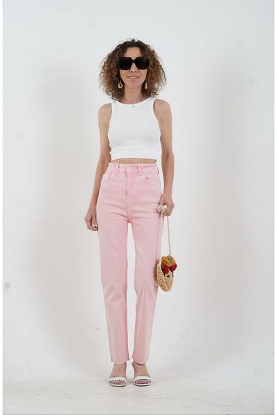 Zelish My Sister Pink Seamless Mom Fit Jean Trousers