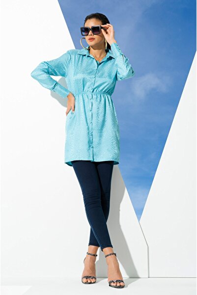 FOR YOU MODA Satin Jacquard Padding Green Shirt