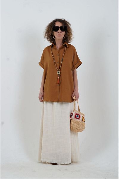 Zelish My Sister Beige maxi skirt with elastic waist detail