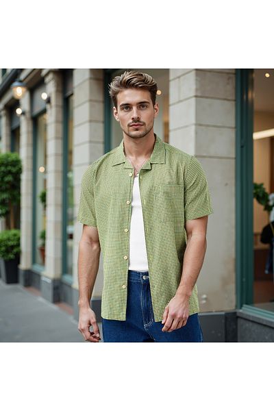 Lee Cooper Lee Cooper Regular Fit Checked Collared Shirt with Chest Pocket