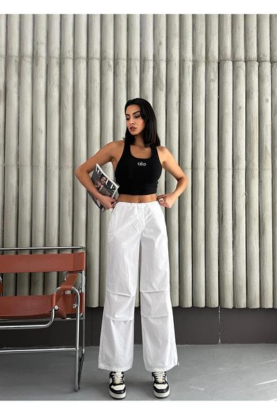 Zeo Basic Parachute Pants with Knee Pleats