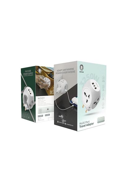 Green Lion Multi Port Travel Adapter - White