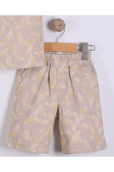 Pollito Boy's Leaf Patterned Shirt Shorts Set of 2