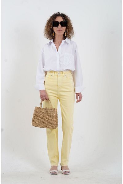 Zelish My Sister Yellow Leg Seamless Mom Fit Jean Trousers