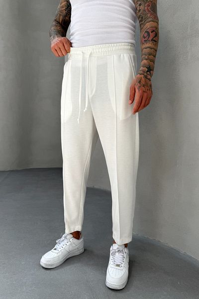 MADZEYMODA Λεπτομερές ανδρικό παντελόνι Jogger Boyfriend από ύφασμα βάφλα Mz5036