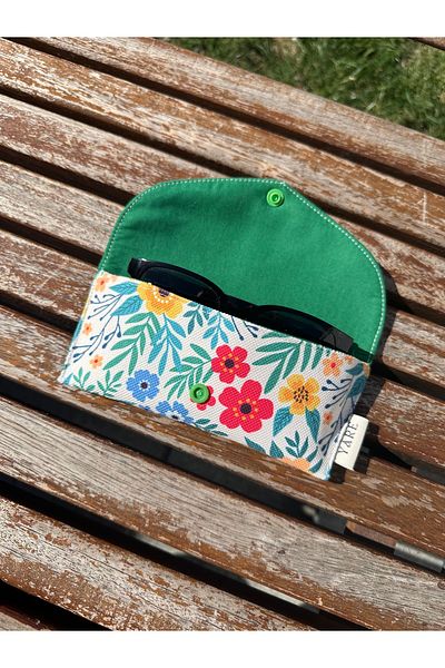 Yare Atelier Sunglasses Case, Patterned Sun, Prescription Glasses Carrying Case Snap Cover Design