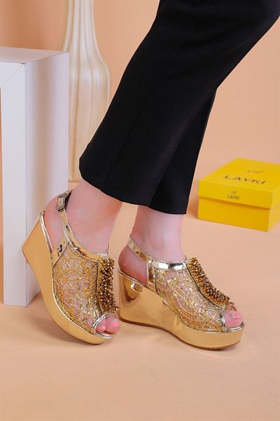 layki Sandale Bross Gold Color Stone