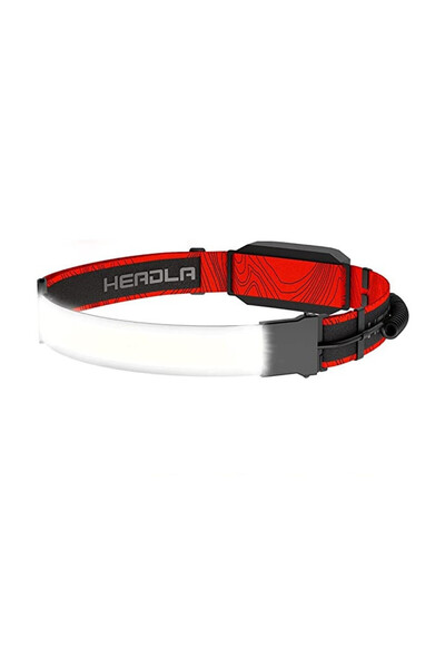 OEM Headlamp with LED strip, adjustable, USB cable, rechargeable, black/red