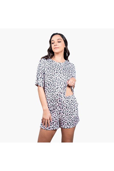 Aadaraya Printed Drop Shoulder T-shirt and Pyjama Set