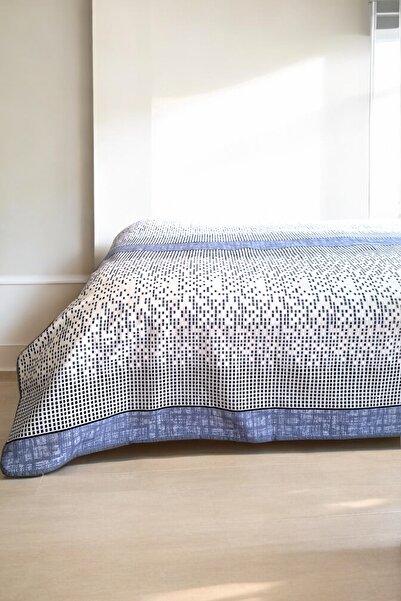 Alla Turca Double Modern Mosaic Patterned Pique – Indigo | 200X240 cm | 100% Cotton