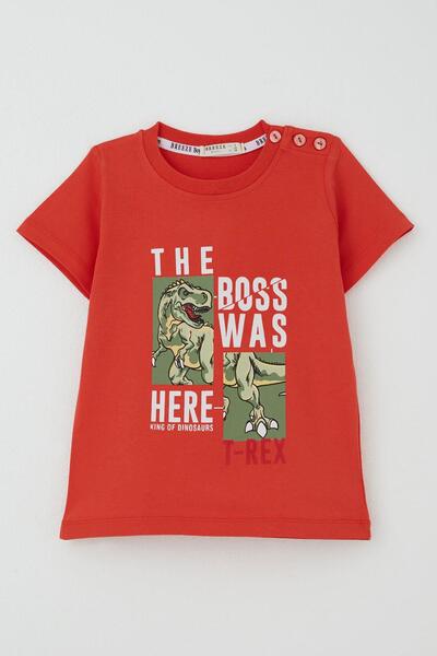 Breeze Момчешка тениска с мощен динозавърски принт, 1,5-5 години, нар