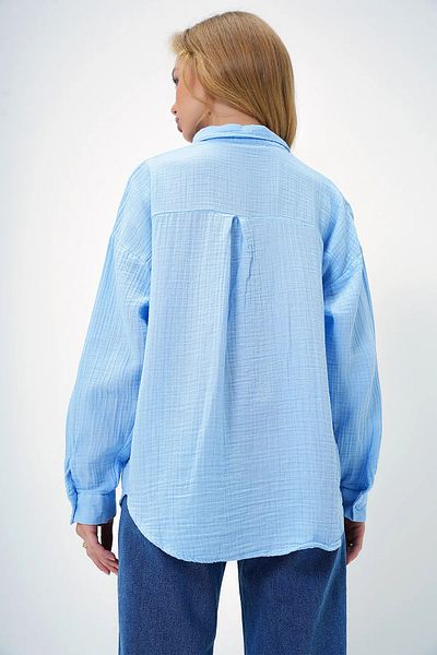 CALİENTE Oversize Muslin Linen Shirt with Pockets