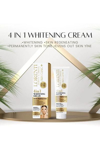LORENTİ Loriente 4 in 1 Skin Whitening Cream 150ml evens out skin tone, nourishes and enhances radiance with natural vitamins.
