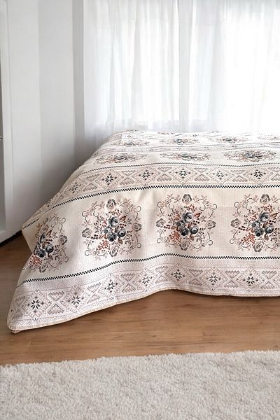 Alla Turca Double Cross Stitch Patterned Pique – Gray |   200X240 cm |   100% Cotton