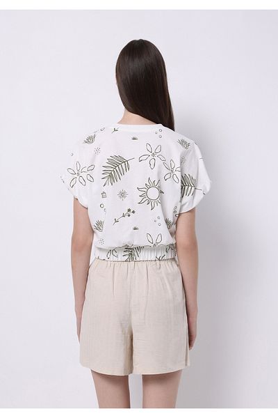 Colin's Tricou alb cu mânecă scurtă pentru femei, cu decolteu rotund, cu croială normală