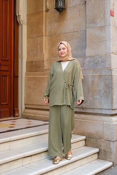 LOCCO Women's Double Breasted Collar Suit Khaki Green