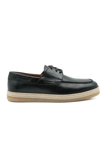 Tuna Genuine Leather Black Casual Men's Shoes Lace-Up - 4157