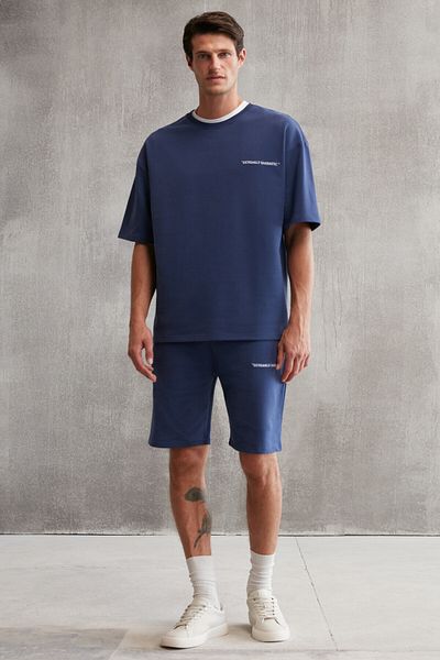 GRIMELANGE Colombia Ανδρικό Σετ 2 - Σετ φόρμας με άνετο κέντημα Navy Blue