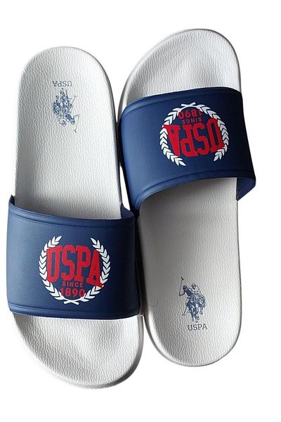 U.S. Polo Assn. U.S.Polo Assn Shield Glb 4Fx White Navy Blue Daily Sports Beach Slippers