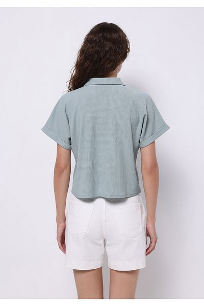 Colin's Tricou cu mânecă scurtă, verde, cu gât jacquard, cu formă regulată