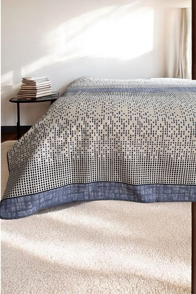 Alla Turca Double Modern Mosaic Patterned Pique – Indigo |   200X240 cm |   100% Cotton