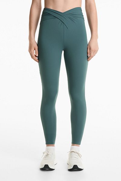 Oysho Light Touch draped V-cut ankle-length leggings