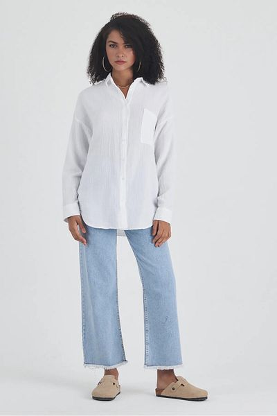 CALİENTE Oversize Muslin Linen Shirt with Pockets