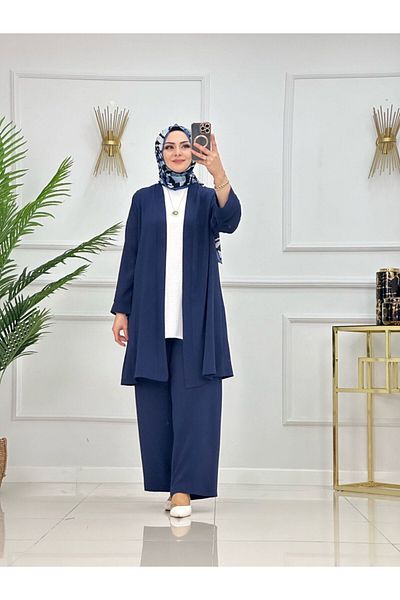 Enans Design Γυναικείο Σετ Hijab 3 τεμαχίων, παντελόνι μπουφάν και εσώρουχο με μηδενικό μανίκι