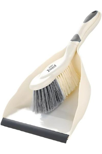 Bisbell Grey Force Premium Dust Pan and Brush Set, Soft Dense Bristles, Rubber Lip Design,BB2107