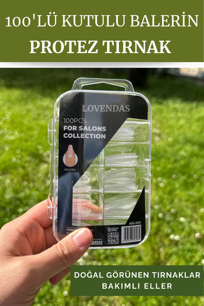 Lovendas 100'lü Kutulu Balerin Model Premium Takma Tırnak Tips (Şeffaf)