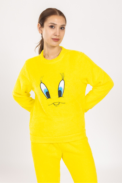 WAYNAP Kadın Kışlık Peluş Pijama Takımı Tweety Takım Tampap 8170