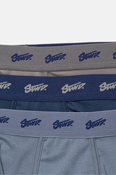 Pull & Bear STWD mavi logolu 3'lü boxer paketi
