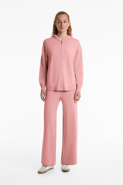 Oysho Long knit hooded jacket