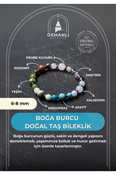 OSMANLI DOĞAL TAŞ Osmanlı Doğal Taş Sertifikalı Boğa Burcu Doğal Taş Bileklik