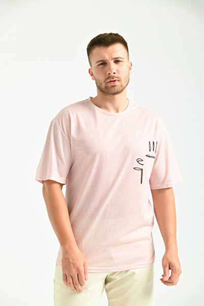 MOVİMENT Μπλουζάκι Dusty Rose Oversize με τύπωμα