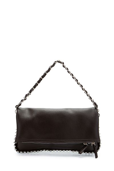 minebag Metal Bead Detailed Double Strap Faux Leather Women's Crossbody Bag Jackie Brown