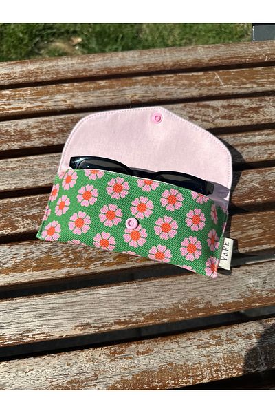 Yare Atelier Sunglasses Case, Patterned Sun, Prescription Glasses Carrying Case Snap Cover Design