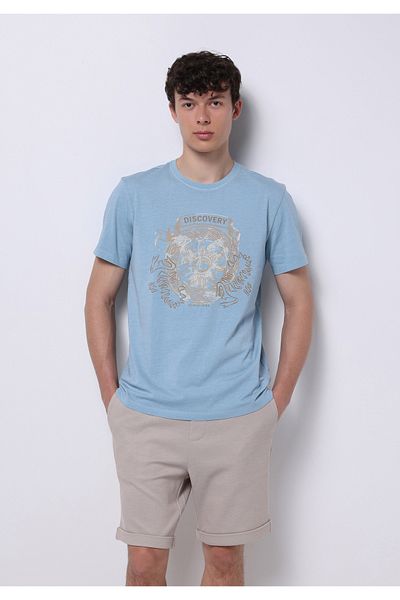 Colin's Regular Fit Round Neck Solid Men's Blue Short Sleeve T-Shirt