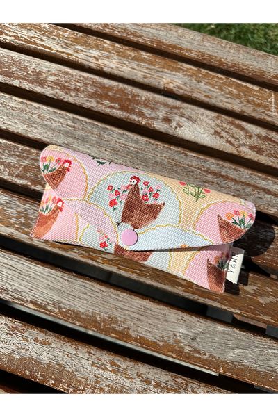 Yare Atelier Sunglasses Case, Patterned Sun, Prescription Glasses Carrying Case Snap Cover Design