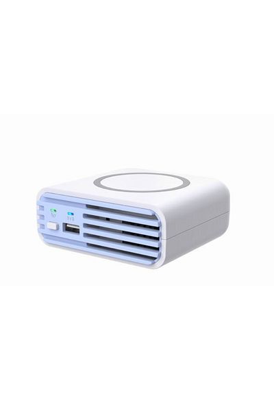 OEM Purificator de aer, wireless, 3 in 1, albastru, din abs, 10 x 10 x 4 cm, incarcare wireless si USB