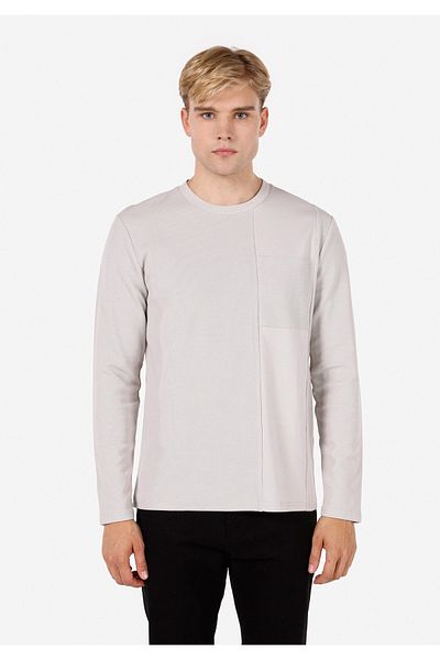 Colin's Regular Fit Round Neck Solid Men's Stone Long Sleeve T-Shirt