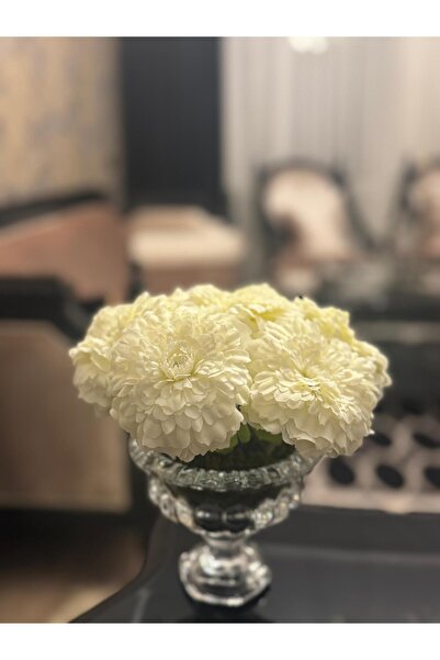 ledison باقة جربر صناعية فاخرة مكونة من 6 قطع مقاس 30 سم باللون الأبيض (وعاء ...