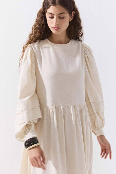 Hooopstore Φόρεμα Allerli Natural με βαμβακερό μείγμα