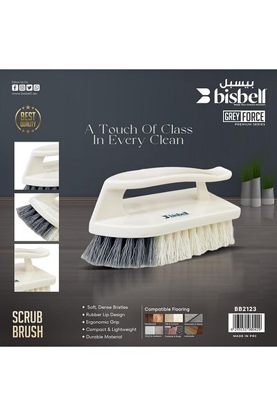 Bisbell Grey Force Premium Scrub Brush with Ergonomic Grip, Multi-Surface Cleaning,BB2123