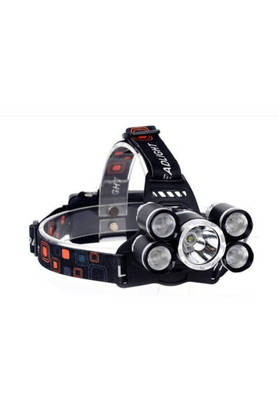 OEM Headlamp, 5 x XML-T6, 2 Batteries, LED, 10000 Lm, Black