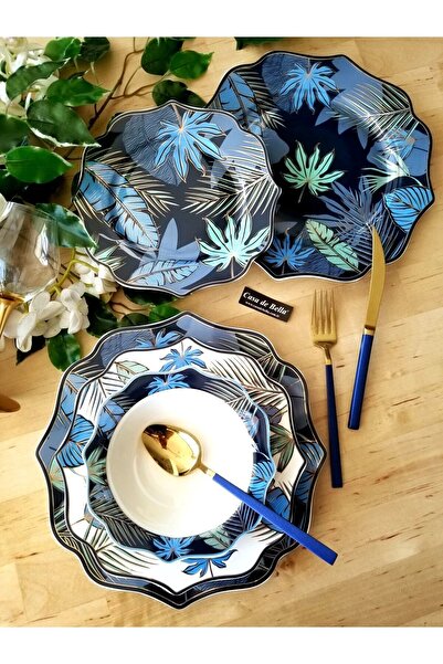 CASA DE BELLA Bone Porselen Amazon Desenli 6 Kişilik 24 Parça Yemek Takımı