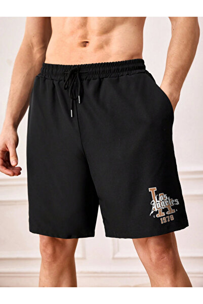 De Carte لوس أنجلوس 1978 شورت برمودا مريح موسمي للجنسين مطبوع باللون البني