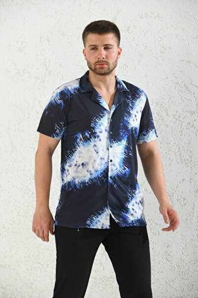 MOVİMENT Синя сорочка прямого крою з коміром-стійкою