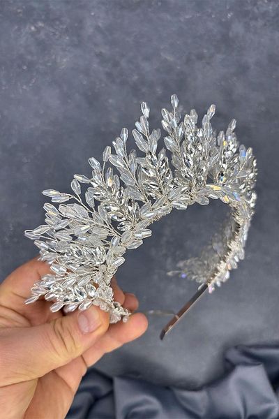 Hayalperest boncuk Elisa Design Beaded Bridal Henna Crown Hair Accessory