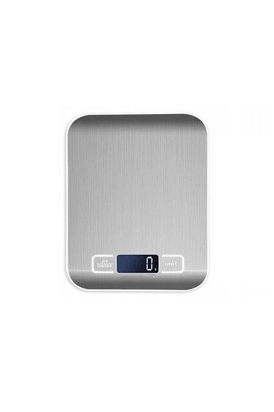 OEM Cantar electronic de bucatarie, plat, ecran LCD, functie TARA, 5kg / 1g, argintiu